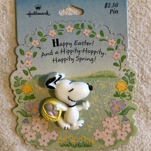 Vintage 1995 Hallmark Easter Peanuts Snoopy Spring Hoppity Jewelry Pin